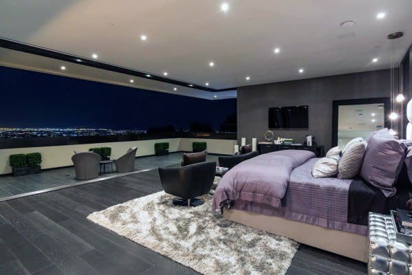 ultra modern home master bedroom with city view