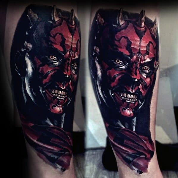 Ultra Realistic 3d Leg Darth Maul Tattoo Ideas On Guys