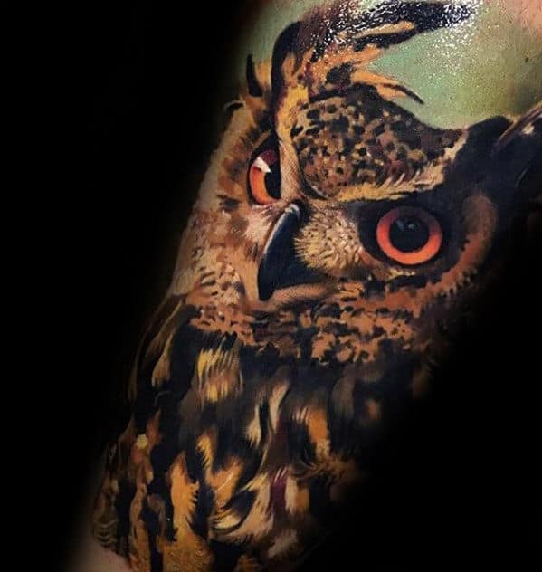 Ultra Realistic 3d Mens Outer Forearm Sleeve Owl Tattoos
