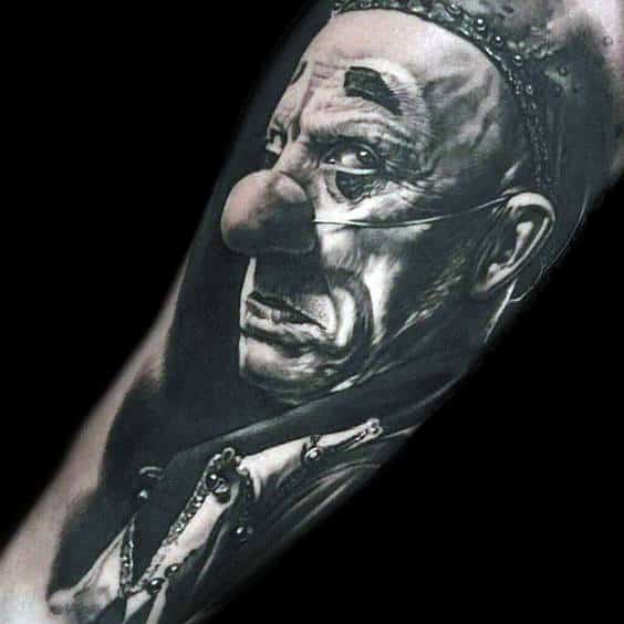 Ultra Realistic Clown Mens 3d Tattoo Arm Ideas