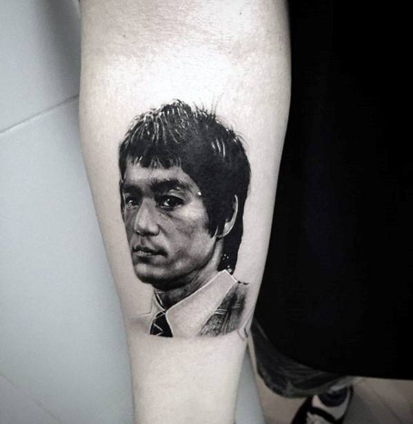 Ultra Realistic Inner Forearm Small Bruce Lee Head Tattoos Guys