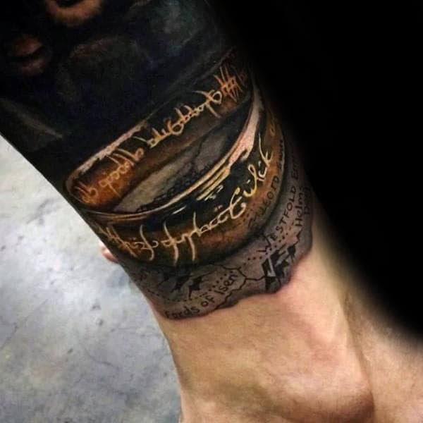 Ultra Realistic Lord Of The Rings 3d Mens Lower Leg Tattoos