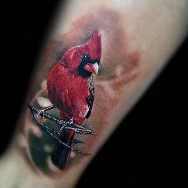 Ultra Realistic Male Cardinal Bird Tattoos