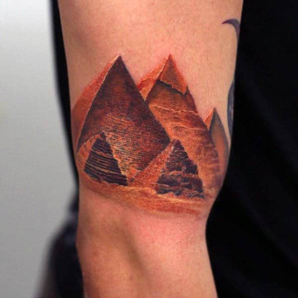 Ultra Realistic Mens Small Pyramid Arm Tattoos
