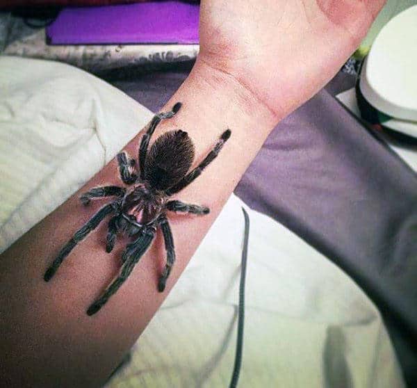 Ultra Realistic Tarantula Spider Mens 3d Inner Forearm Tattoos
