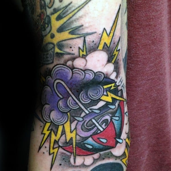 Umbrella With Storm Clouds Artistic Male Ditch Tattoo Ideas