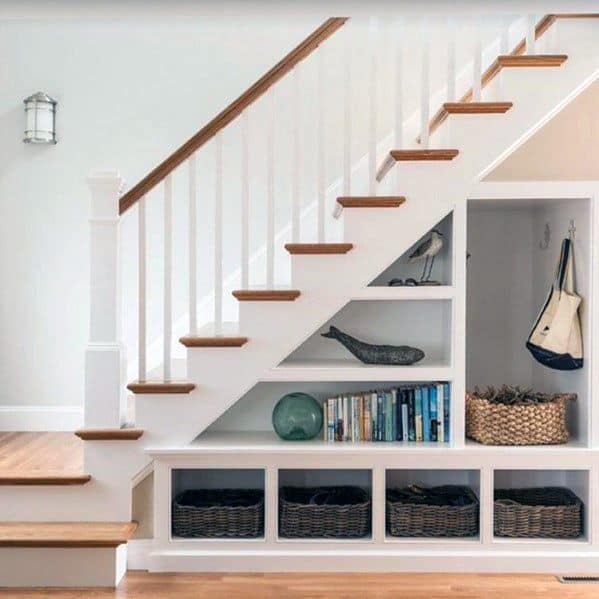 white under stairs storage wire baskets