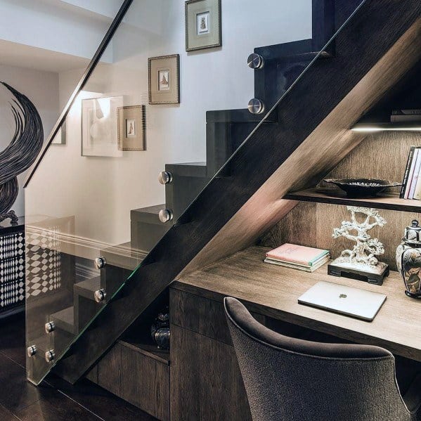 under stairs modern built-in desk ideas