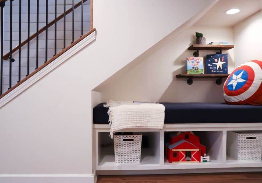 reading nook under staircase 