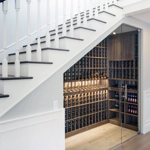 under stairs wine cellar glass doors