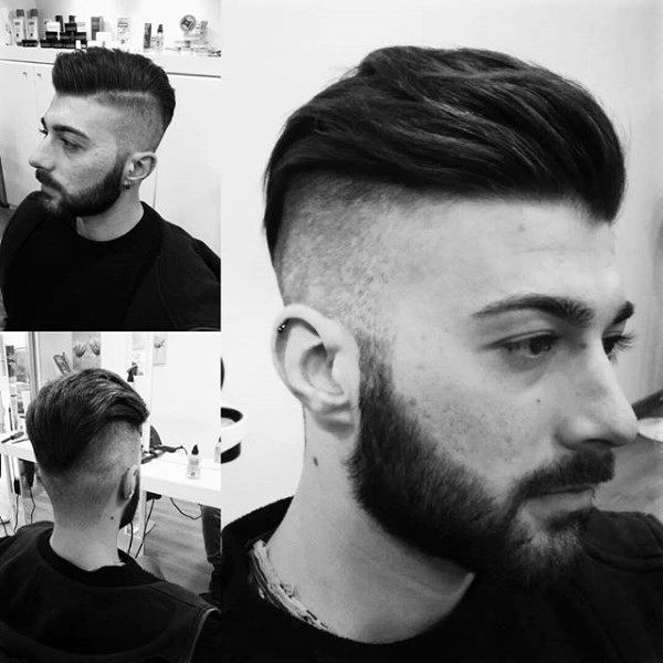 Undercut Shaved Sides Mens Pompadour Hairstyle