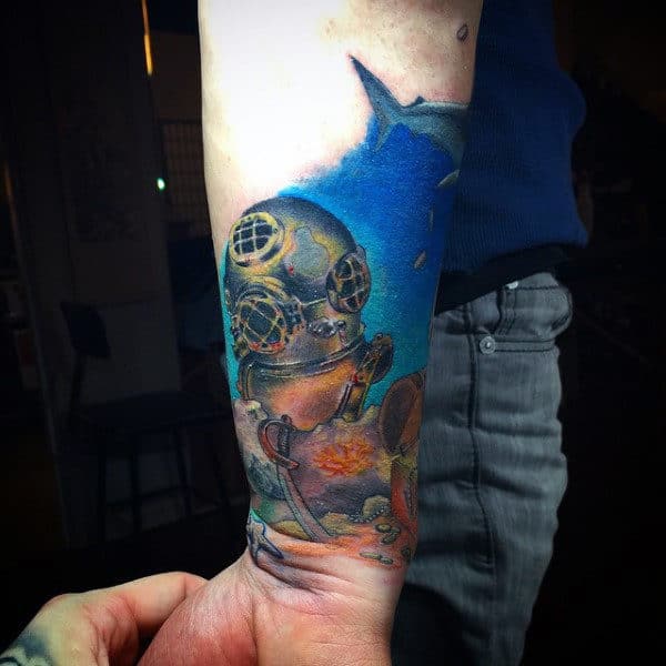 Underwater Diving Mask Tattoo For Men On Wrist