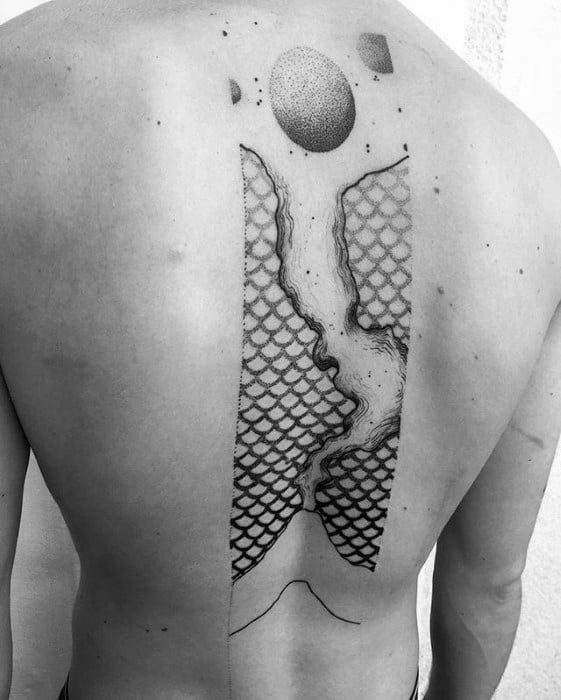 Unique Back Mens Artistic Geometric Tattoo