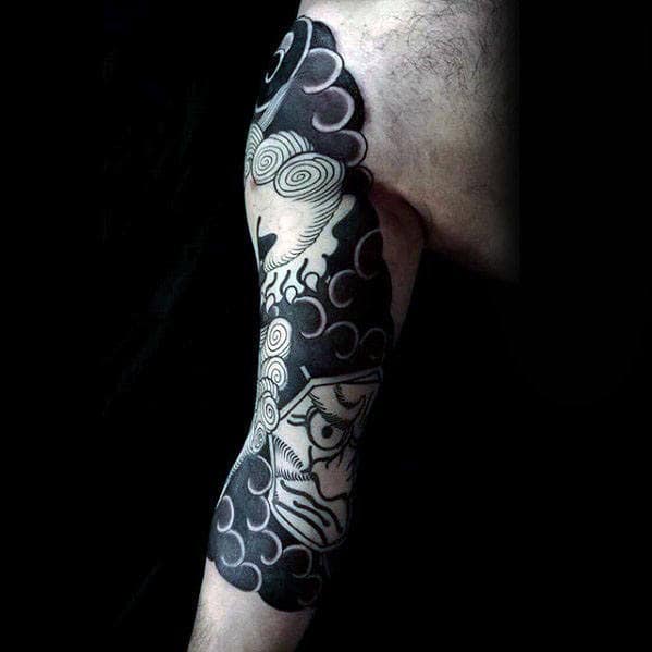 Unique Clouds Half Sleeve Japanese Male Tattoo Design Inspiration