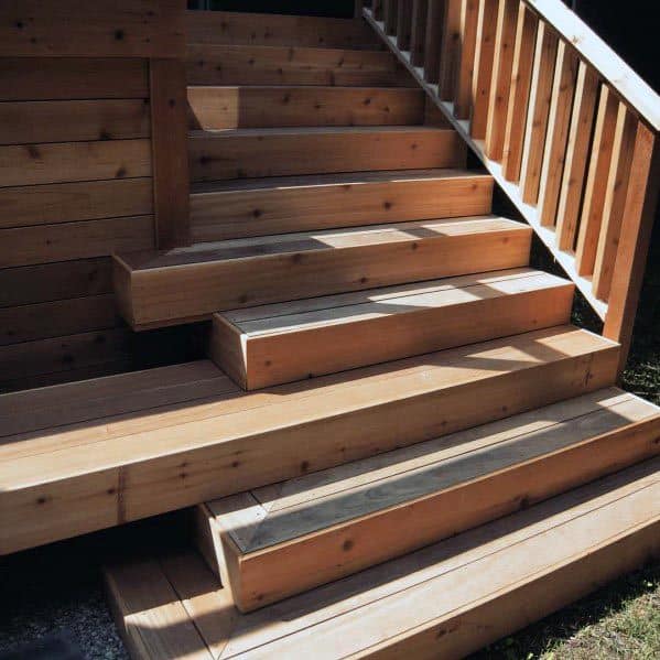 contemporary-style uneven deck steps 