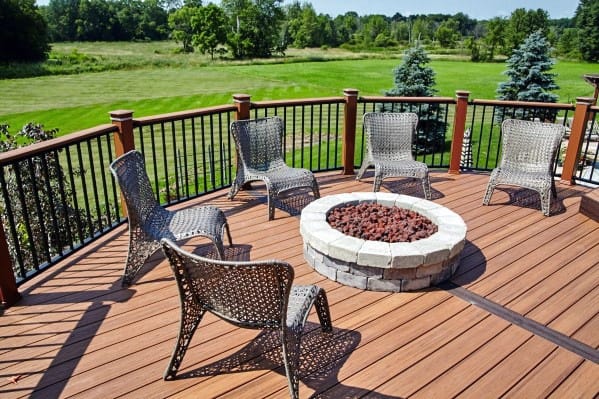 above the ground brick deck firepit