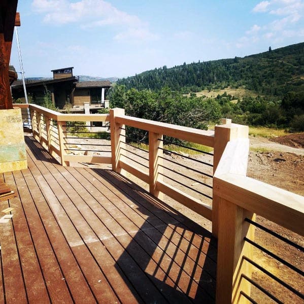 unique wood deck railing with metal