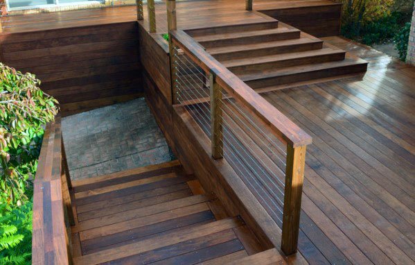 luxury cedar wood deck steps