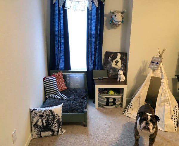 custom dog room with teepee and dog bed 