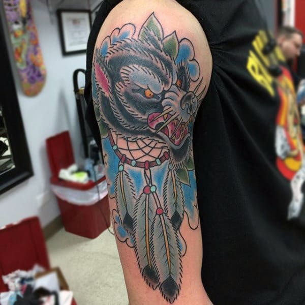 Unique Dreamcatcher Tattoos For Men Traditional Style With Feathers
