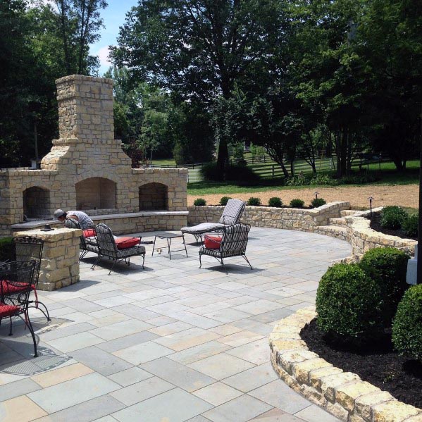 Unique Flagstone Fireplace Patio Designs