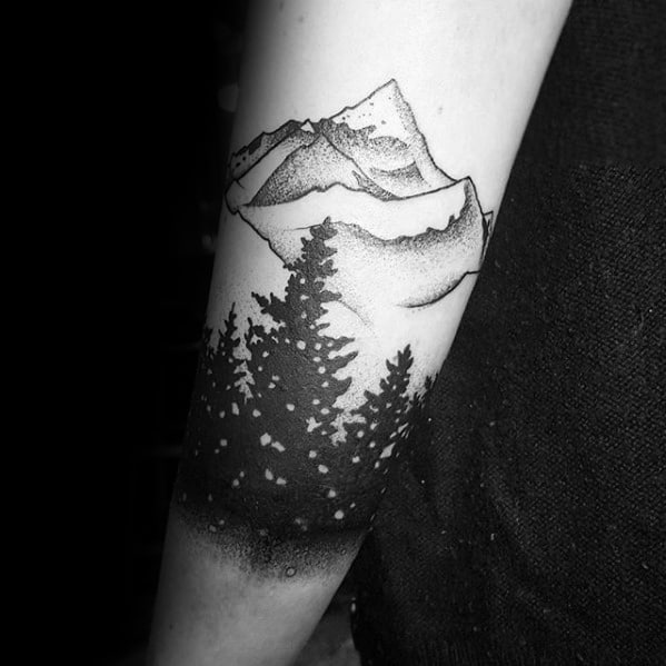 Unique Forearm Band Mens Nature Trees With Mountain Tree