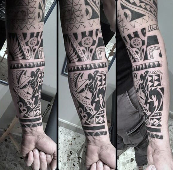 Unique Forearm Tribal Warrior Tattoos For Guys
