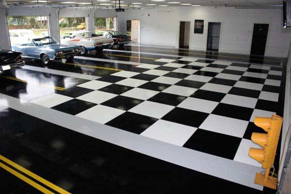 Unique Garage Flooring Black And White Checkered Design Epoxy