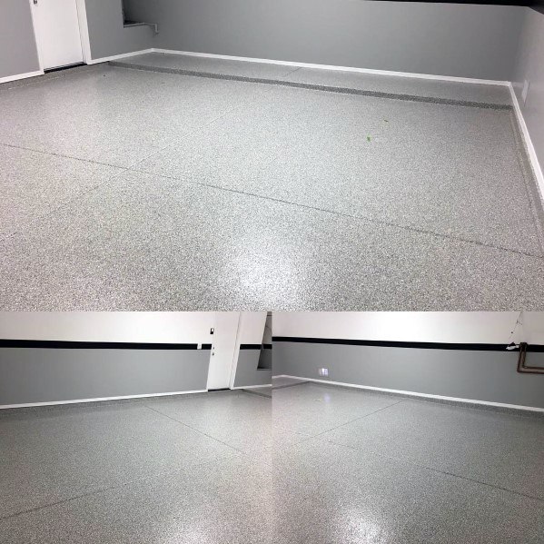 unique garage painted gray and white walls