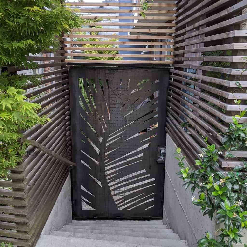 unique design metal garden gate wood fence
