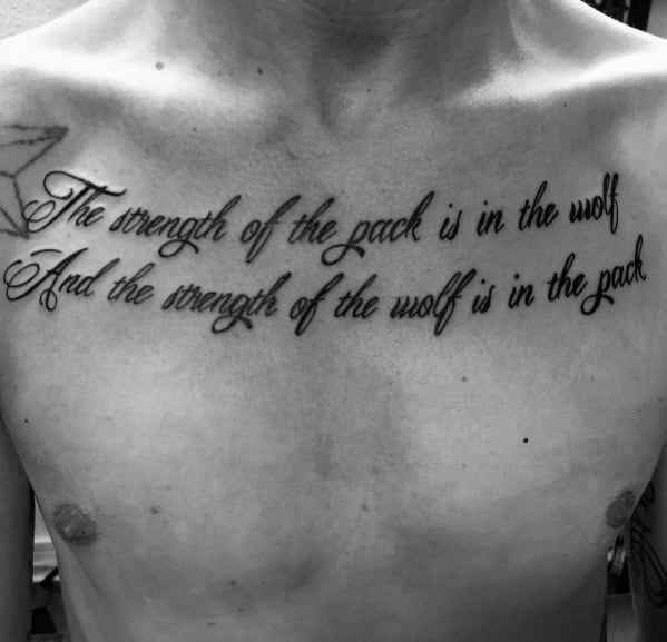 Unique Guys Chest Quote Tattoo Ideas