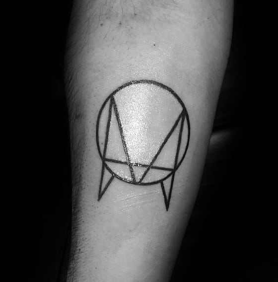 Unique Guys Circle Simple Geometric Inner Forearm Tattoo