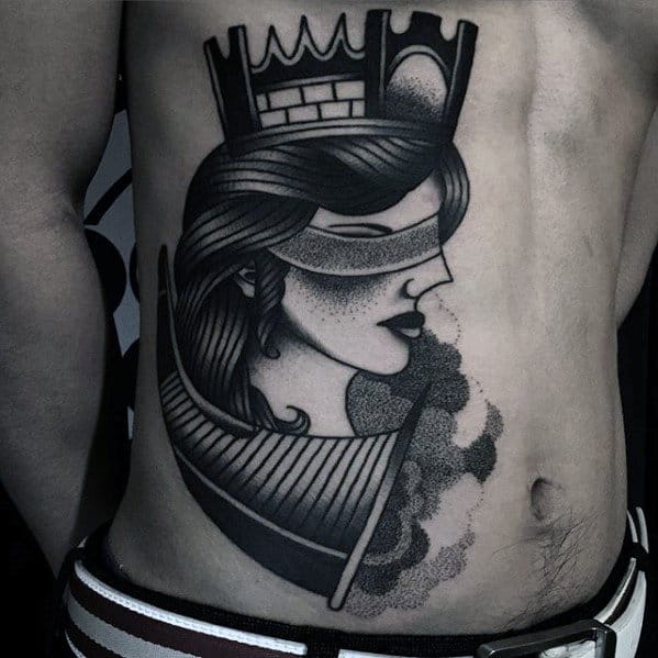 Unique Guys Cool Chest Tattoo Of Female Portrait