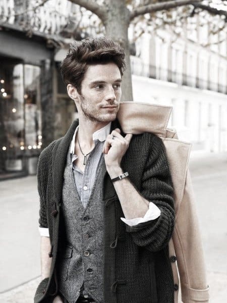 Unique Guys Fall Outfits Style Ideas Grey Vest With Black Cardigan