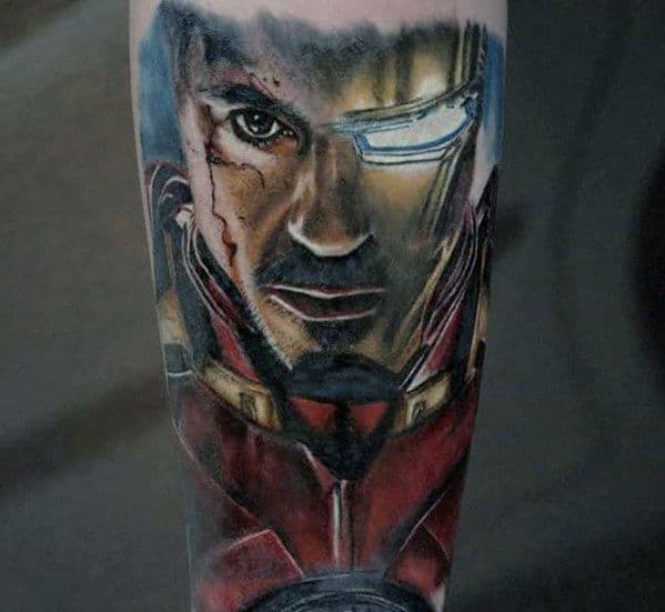 Unique Guys Marvel Ironman Forearm Tattoo