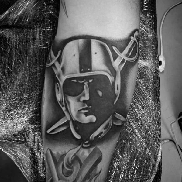 Unique Guys Oakland Raiders Tattoo Designs On Arm