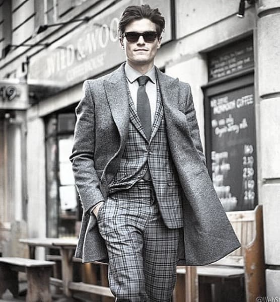 Unique Guys Plaid Grey Suit Style Ideas