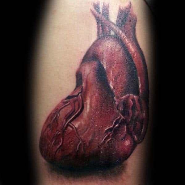Unique Guys Realistic Heart Arm Tattoo Designs