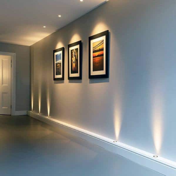 Unique Hallway Lighting Built Into Baseboard