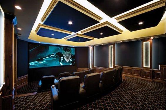 warm lighting in contemporary home cinema 