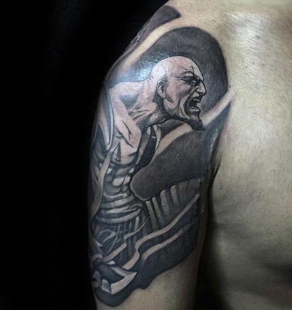 Unique Kratos Half Sleeve Tattoo Designs For Men