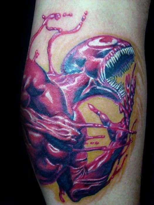Unique Leg Calf Mens Carnage Tattoos