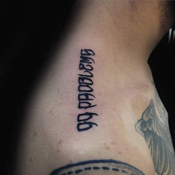 Unique Lettering Words Collar Bone Male Tattoos