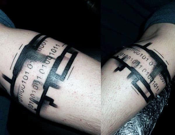 Unique Male Binary Armband Tattoo Designs