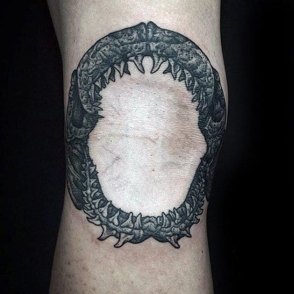 Unique Male Shark Jaw Shaded Tattoo Designs