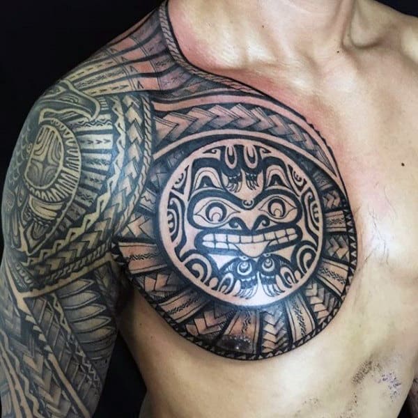 Unique Male Shoulder Hawaiian Tribal Tattoo Ideas