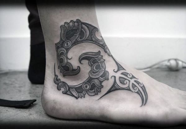 Unique Manly Tribal Foot And Ankle Tattoo Designs For Guys