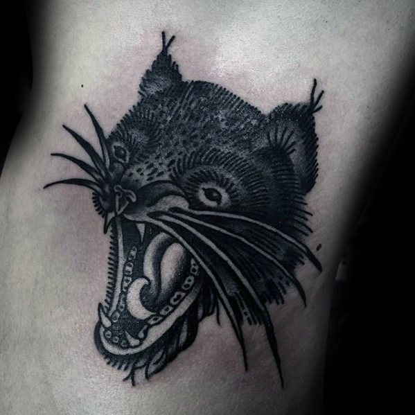 Unique Mens Animal Rib Cage Side Tasmanian Devil Tattoos