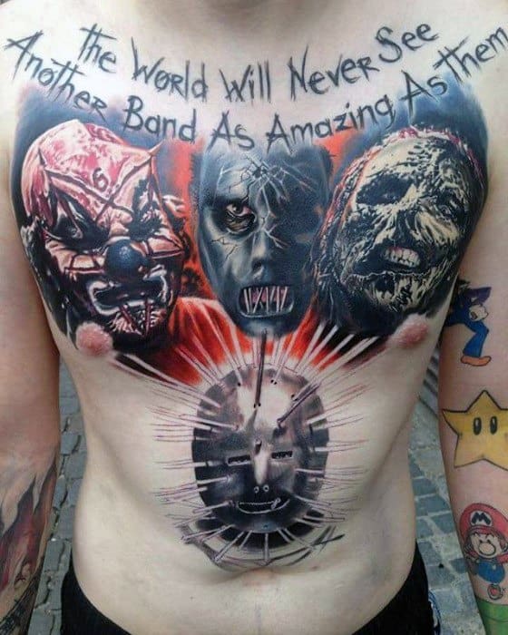 Unique Mens Chest Slipknot Tattoos