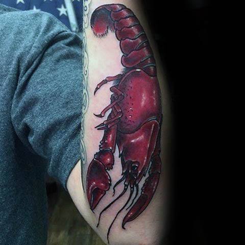 Unique Mens Crawfish Outer Forearm Tattoos
